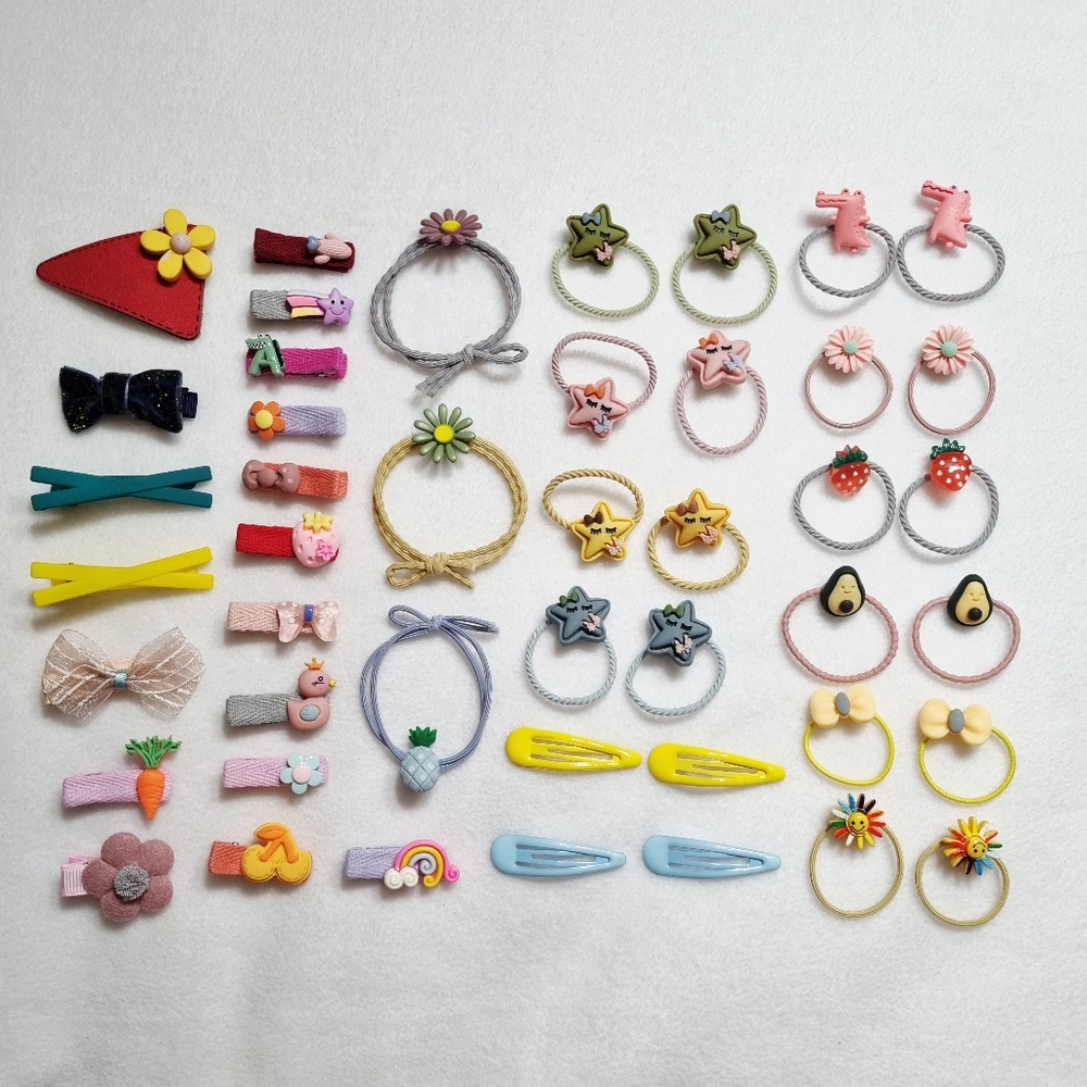 45 Pcs Kids Baby Girl Hair Clips Cute Hair Ties A Lot Style Animal Flower Fruit